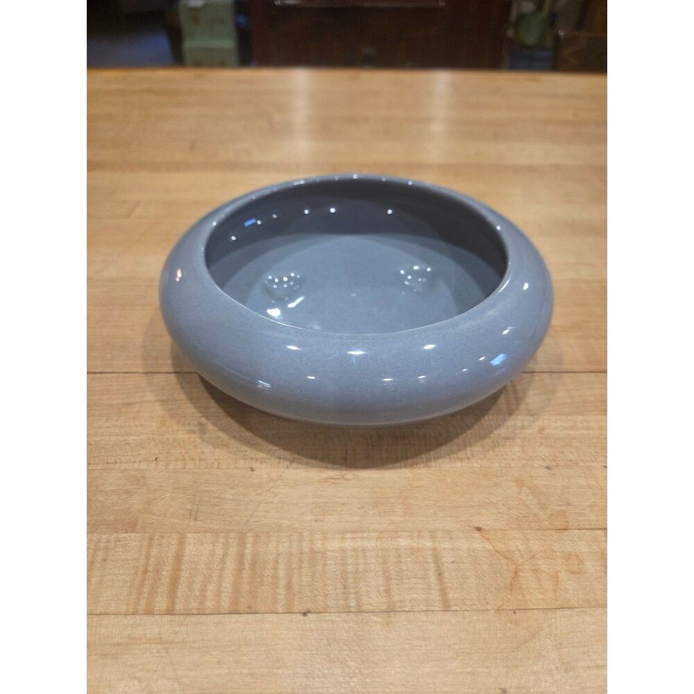 Vintage Mid Century Slate Gray Footed Ceramic Ikebana Planter Bowl
